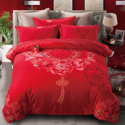 91家纺网 家纺一手货源 找家纺 梧桐树 2018新品婚庆全棉磨毛系列 臻爱永恒