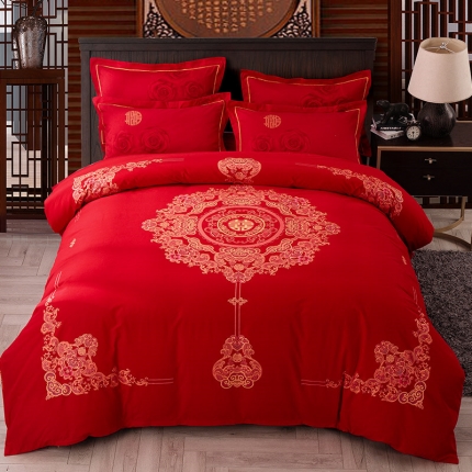 91家纺网 家纺一手货源 找家纺 （总）梧桐树 2019新款婚庆磨毛系列四件套