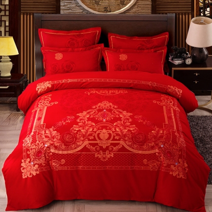 91家纺网 家纺一手货源 找家纺 （总）梧桐树 2019新款婚庆磨毛系列四件套