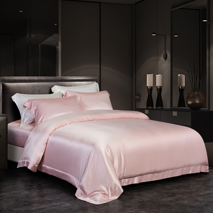 91家纺网 家纺一手货源 找家纺 纯色全真丝四件套桑蚕丝双面贡缎床上用品重磅丝绸被罩