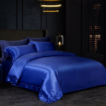 91家纺网 家纺一手货源 找家纺 纯色全真丝四件套桑蚕丝双面贡缎床上用品重磅丝绸被罩