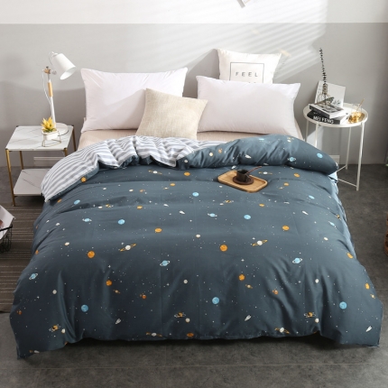 91家纺网 家纺一手货源 找家纺 圣锦家纺 2025新款全棉单被套满心欢喜-蓝