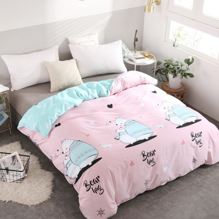 91家纺网 家纺一手货源 找家纺 圣锦 全棉单被套 恬静生活粉