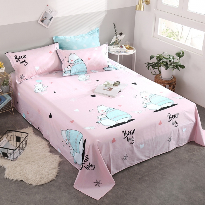 91家纺网 家纺一手货源 找家纺 圣锦 全棉单床单 恬静生活粉