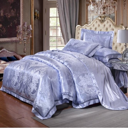 91家纺网 家纺一手货源 找家纺 （总）江南春 2019新款臻彩丝浮雕镂空提花套件