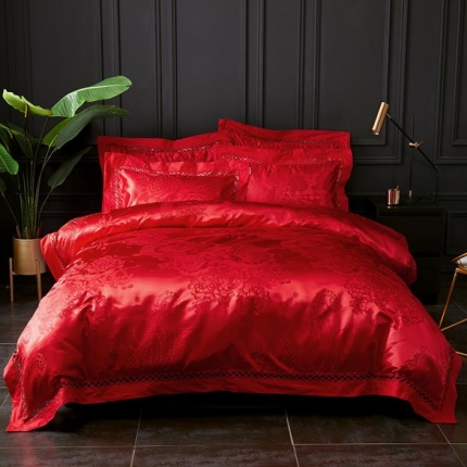 91家纺网 家纺一手货源 找家纺 （总）江南春 2019新款臻彩丝浮雕镂空提花套件