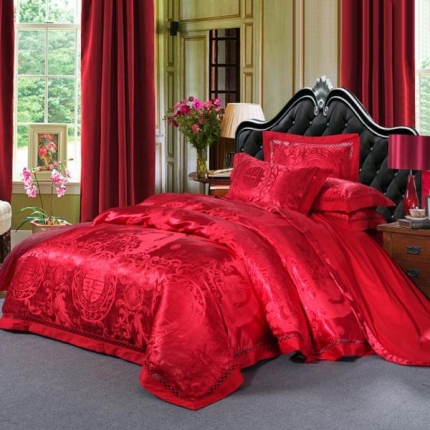 91家纺网 家纺一手货源 找家纺 （总）江南春 2019新款臻彩丝浮雕镂空提花套件