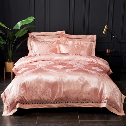 91家纺网 家纺一手货源 找家纺 （总）江南春 2019新款臻彩丝浮雕镂空提花套件