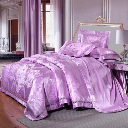 91家纺网 家纺一手货源 找家纺 （总）江南春 2019新款臻彩丝浮雕镂空提花套件