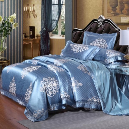 91家纺网 家纺一手货源 找家纺 （总）江南春 2019新款臻彩丝浮雕镂空提花套件