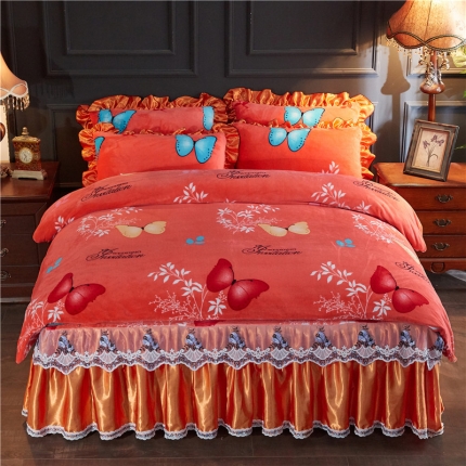 91家纺网 家纺一手货源 找家纺 （总）浩情国际 2019秋冬9月新品保暖牛奶绒床裙四件套系列