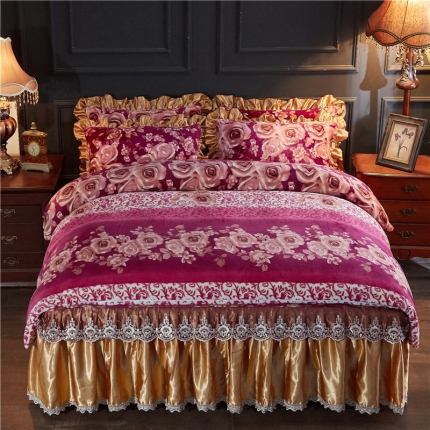 91家纺网 家纺一手货源 找家纺 （总）浩情国际 2019秋冬9月新品保暖牛奶绒床裙四件套系列