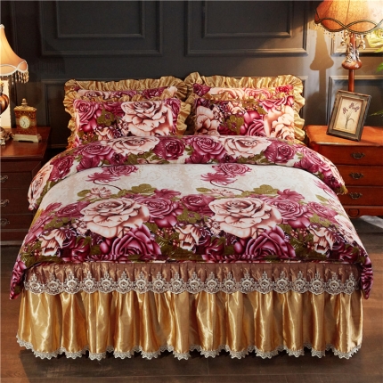 91家纺网 家纺一手货源 找家纺 （总）浩情国际 2019秋冬9月新品保暖牛奶绒床裙四件套系列