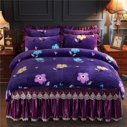 91家纺网 家纺一手货源 找家纺 （总）浩情国际 2019秋冬9月新品保暖牛奶绒床裙四件套系列