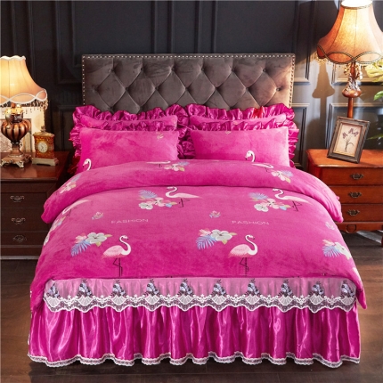 91家纺网 家纺一手货源 找家纺 （总）浩情国际 2019秋冬9月新品保暖牛奶绒床裙四件套系列