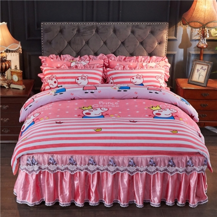 91家纺网 家纺一手货源 找家纺 （总）浩情国际 2019秋冬9月新品保暖牛奶绒床裙四件套系列