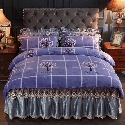 91家纺网 家纺一手货源 找家纺 （总）浩情国际 2019秋冬9月新品保暖牛奶绒床裙四件套系列