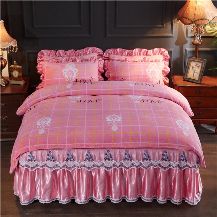 91家纺网 家纺一手货源 找家纺 （总）浩情国际 2019秋冬9月新品保暖牛奶绒床裙四件套系列