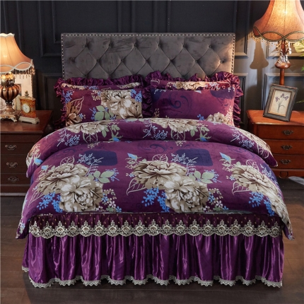 91家纺网 家纺一手货源 找家纺 （总）浩情国际 2019秋冬9月新品保暖牛奶绒床裙四件套系列