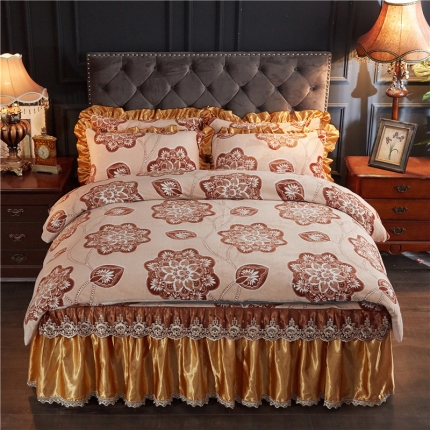 91家纺网 家纺一手货源 找家纺 （总）浩情国际 2019秋冬9月新品保暖牛奶绒床裙四件套系列