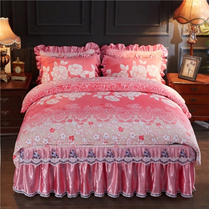 91家纺网 家纺一手货源 找家纺 （总）浩情国际 2019秋冬9月新品保暖牛奶绒床裙四件套系列