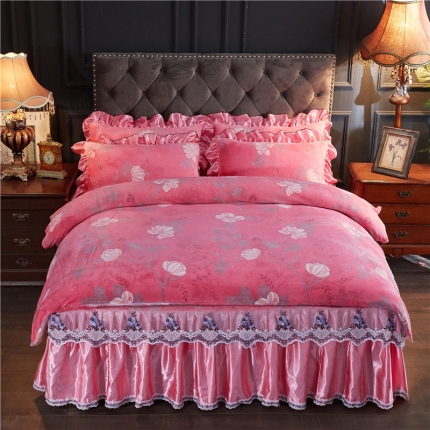 91家纺网 家纺一手货源 找家纺 （总）浩情国际 2019秋冬9月新品保暖牛奶绒床裙四件套系列