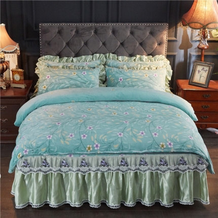 91家纺网 家纺一手货源 找家纺 （总）浩情国际 2019秋冬9月新品保暖牛奶绒床裙四件套系列