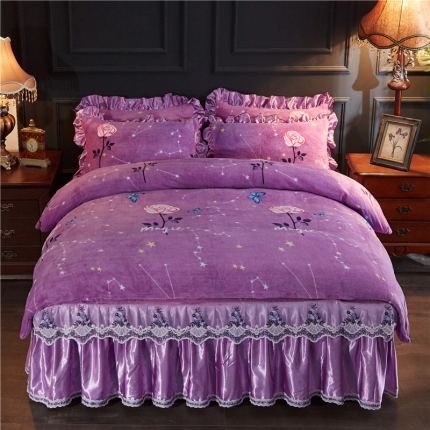 91家纺网 家纺一手货源 找家纺 （总）浩情国际 2019秋冬9月新品保暖牛奶绒床裙四件套系列