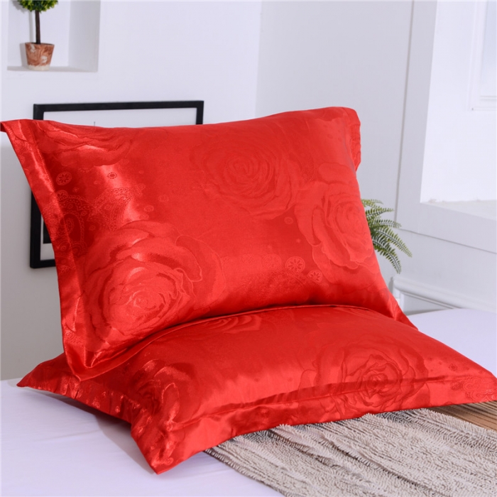 91家纺网 家纺一手货源 找家纺 喜相逢家纺 D25-仿真丝提花双人枕套 红烛夜色