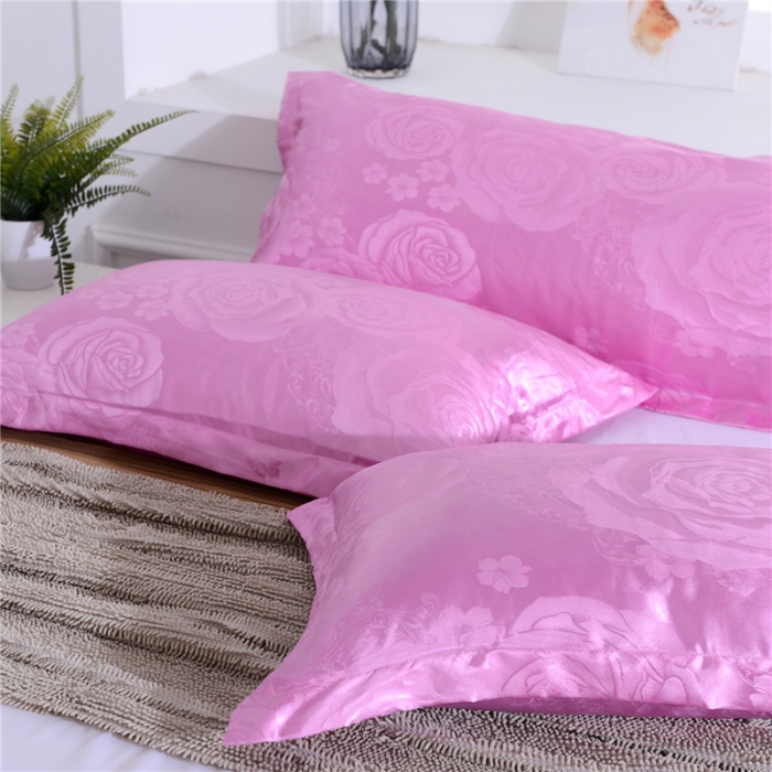 91家纺网 家纺一手货源 找家纺 喜相逢家纺 D25-仿真丝提花双人枕套 锦绣佳人