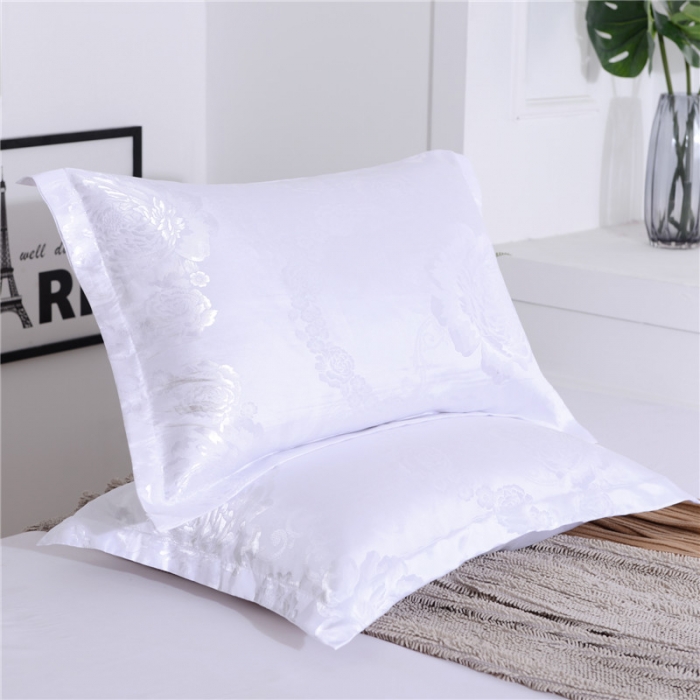 91家纺网 家纺一手货源 找家纺 喜相逢家纺 D25-仿真丝提花双人枕套 清水芙蓉