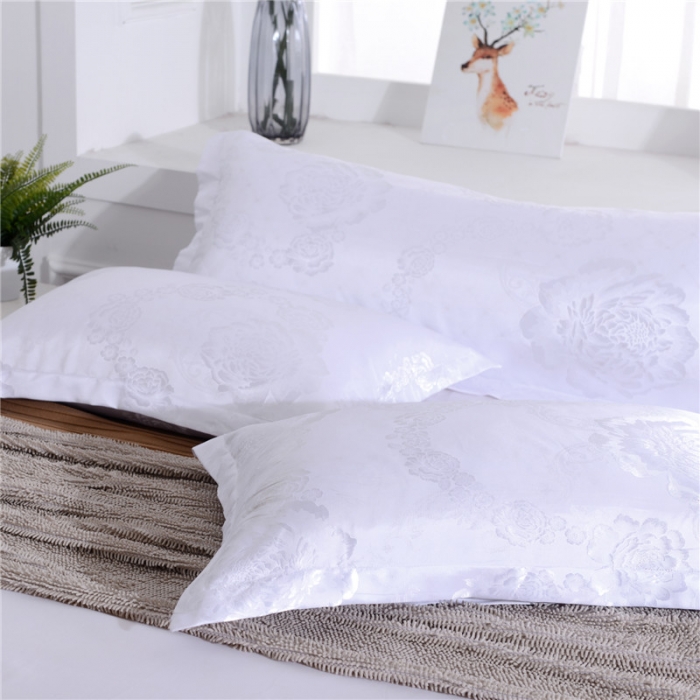 91家纺网 家纺一手货源 找家纺 喜相逢家纺 D25-仿真丝提花双人枕套 清水芙蓉