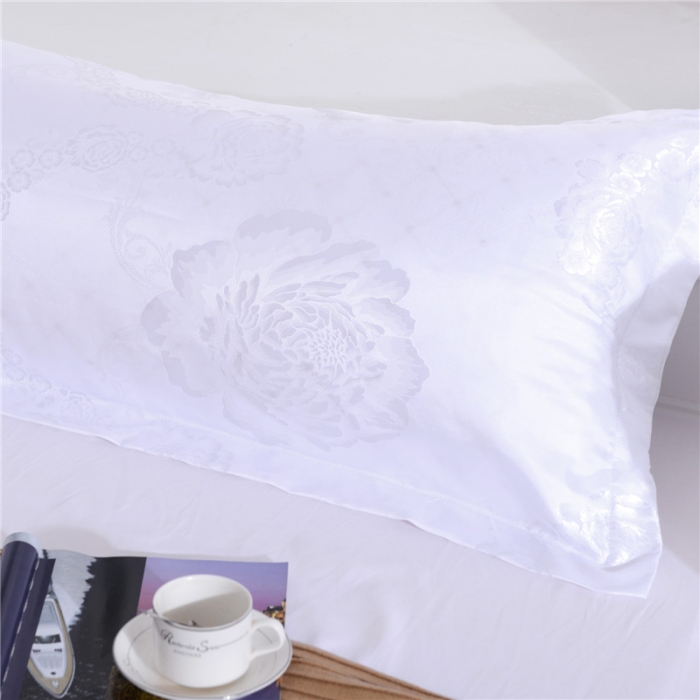 91家纺网 家纺一手货源 找家纺 喜相逢家纺 D25-仿真丝提花双人枕套 清水芙蓉