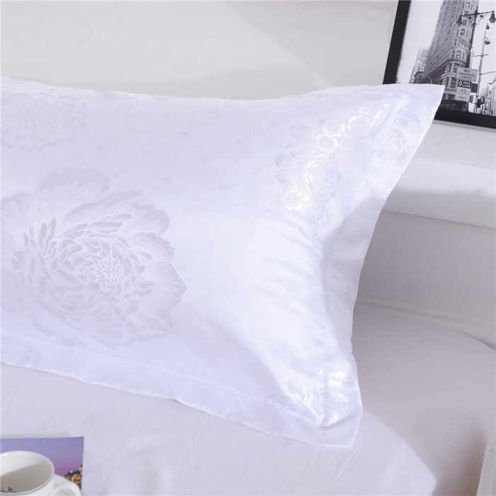 91家纺网 家纺一手货源 找家纺 喜相逢家纺 D25-仿真丝提花双人枕套 清水芙蓉