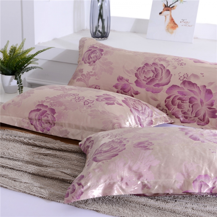 91家纺网 家纺一手货源 找家纺 喜相逢家纺 D25-仿真丝提花双人枕套 克罗蒂娜