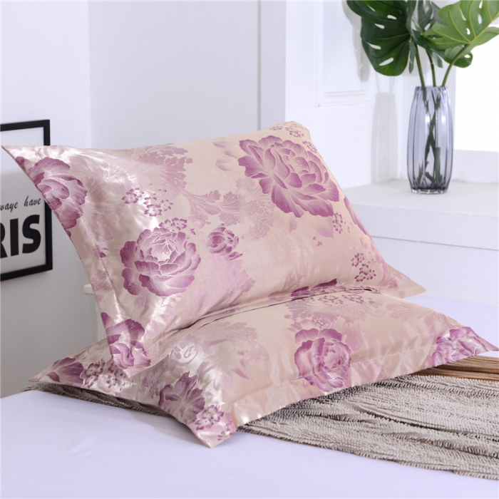 91家纺网 家纺一手货源 找家纺 喜相逢家纺 D25-仿真丝提花双人枕套 克罗蒂娜