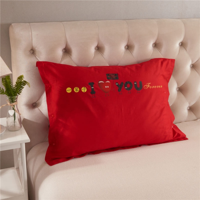 91家纺网 家纺一手货源 找家纺 （总） 喜相逢 13372定位花型枕套婚庆系列 爱你一辈子