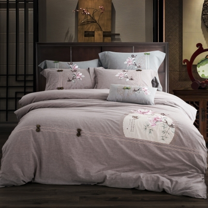 91家纺网 家纺一手货源 找家纺 （总）桂雅居 全棉色织水洗棉新中式绣花四件套