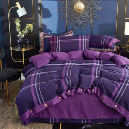 91家纺网 家纺一手货源 找家纺 桂雅居家纺 2019新款秋冬纯棉色织绒纽扣款绒四件套 艾里克