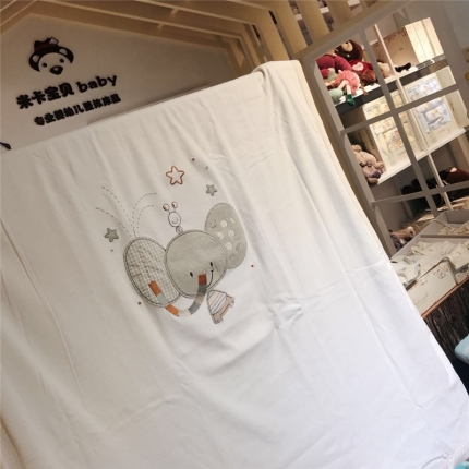 米卡宝贝 婴幼儿礼盒装三件套彩棉贴布绣花（包含被套枕套枕芯）