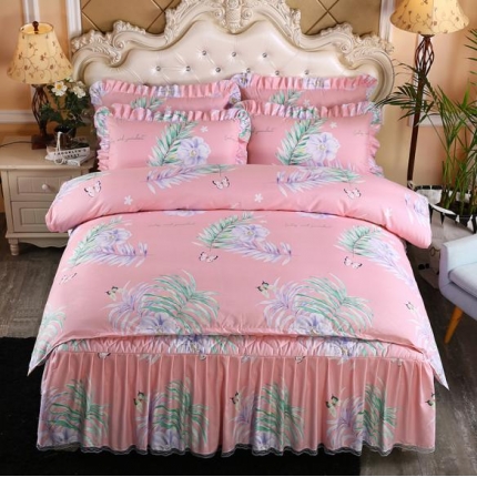 91家纺网 家纺一手货源 找家纺 （总）艾裙海 2019新款斜纹120g夹棉床裙四件套