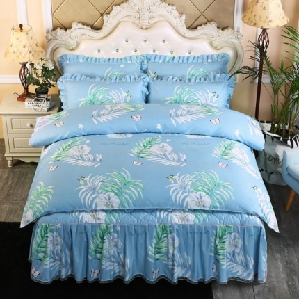 91家纺网 家纺一手货源 找家纺 （总）艾裙海 2019新款斜纹120g夹棉床裙四件套