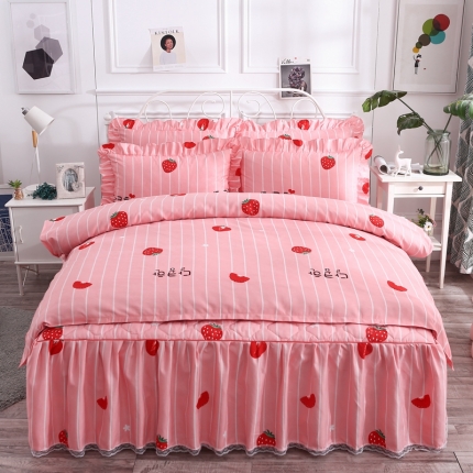 91家纺网 家纺一手货源 找家纺 （总）艾裙海 2019新款斜纹120g夹棉床裙四件套