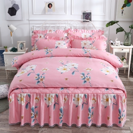 91家纺网 家纺一手货源 找家纺 （总）艾裙海 2019新款斜纹120g夹棉床裙四件套