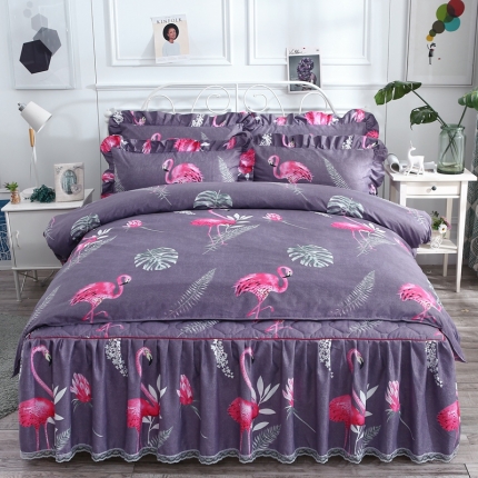 91家纺网 家纺一手货源 找家纺 （总）艾裙海 2019新款斜纹120g夹棉床裙四件套