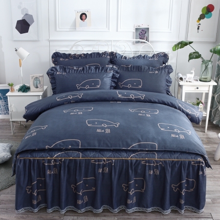 91家纺网 家纺一手货源 找家纺 （总）艾裙海 2019新款斜纹120g夹棉床裙四件套