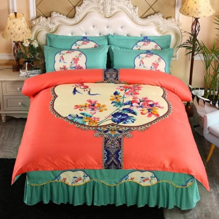 91家纺网 家纺一手货源 找家纺 （总）艾裙海 2019新款斜纹120g夹棉床裙四件套