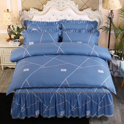 91家纺网 家纺一手货源 找家纺 （总）艾裙海 2019新款斜纹120g夹棉床裙四件套