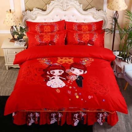 91家纺网 家纺一手货源 找家纺 （总）艾裙海 2019新款斜纹120g夹棉床裙四件套