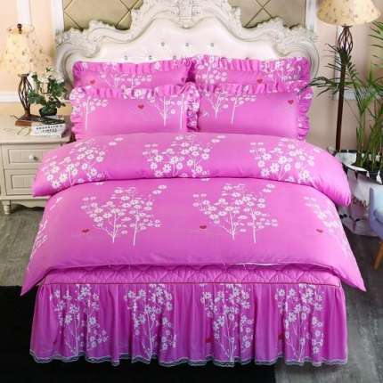 91家纺网 家纺一手货源 找家纺 （总）艾裙海 2019新款斜纹120g夹棉床裙四件套